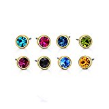 #10: （ネオグロリー）Neoglory Jewelry 「8個入りセット濃色」一粒タイプ　スワロフスキー　多色 チャーム ジュエル　スタッドピアス　ファーストピアス