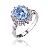 #3: JewelryPalace 2.4ct 天然石　本物　トパーズ　11月 誕生石 Kate Middleton（ケイトミドルトン）Diana（ダイアナ) プリンセス デザイン 925 スターリングシルバー 婚約指輪 結婚式 リング　サイズ　14号