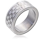 #6: シルバーチェッカーLOVE リング ring 市松模様のクールな指輪 ペアリング としてもGood サージカル316L アクセ (18)