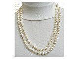 #1: 【PearlChips】淡水パールネックレス　ホワイト　全長80cm バロック型フラット　エンドレス