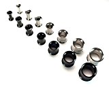 #5: five ships ダブルフレア ボディピアス チタン フレッシュトンネル ボディーピアス (ブラック 16mm)