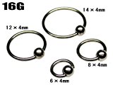 #9: キャプティブビーズリング 【16G】（ボディピアス/ボディーピアス）　最大直径（内径）８mm×ボール４mm