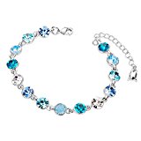 #6: Sweetiee キラキラ ブルー スワロフスキー 水晶 ブレスレット バングル プラチナ 160mm 友達 恋人 へ ファッション ビジュー レディース ジュエリー