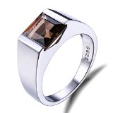 #3: Jewelrypalace 男性 リング 2.3ct 四角 天然 スモーキークォーツ 925 スターリング シルバ