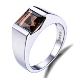 #2: Jewelrypalace 男性 リング 2.3ct 四角 天然 スモーキークォーツ 925 スターリング シルバー