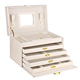 #8: ローリング(Rowling)アクセサリーケース　持ち運び　ジュエリーボックス　大容量　5段　ミラー付き　ホワイト