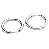 #10: PiercingJ　ジュエリー　ファッションアクセサリー　メンズ　レディース　ステンレス ピアス　リング　フープピアス　両耳用 イヤリング　シンプル 球面 丸型　 ユニセックス　ピアス 両耳用 2個セット 5サイズ　アクセサリーケースを提供 (内径14mm)