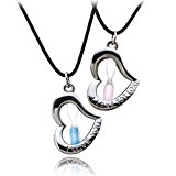 #8: [メルキュート] Merqute ペアネックレス ハート 砂時計 レザー 刻印 シルバー ペア M-187