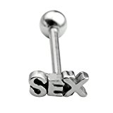 #8: PiercingJ 【14G(1.6mm)】 メンズ レディース　ステンレス　Fuck　sex T型 多機能ボディピアス　軟骨ピアス　唇/舌/眉毛/リップ　ピアス　レバレッジ　バーベルスタッド (sex型)
