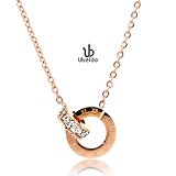 #10: Ubeido ネックレスレディース K18 ピンクゴールド色 ダブル丸 ローマペンダントネックレス