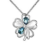 #6: キュサイ ネックレス 18K プラチナ 花モチーフ 花びら 首飾り 水晶 誕生石 クリスタル オパール ペンダント レディース 女性 アクセサリー バレンタインデー プレゼント シルバー HN962Z