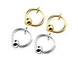 #6: [ラグレ]LUXRE ビーズ付フェイクピアス フープイヤリング 13mm 4個セット ゴールド×シルバー