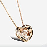 #9: CLY STYLE K18金 オープンハート 踊る 揺れる CZダイヤモンド キュービック ジルコニア ハート ペンダント レディース ダンシング ネックレス シルバー ゴールド (ゴールド)