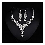 #6: Hamer きらめく夏 上質な オーストリアン クリスタル ウェディング 結婚式 ブライダル ゴージャス 春色 満開 フラワー お花 ピアス ネックレス セット ピンク ゴールドトーン (white) [並行輸入品]