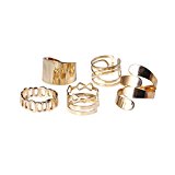 #5: 【ノーブランド 品】クール　パンク風　合金　ラインストーン　指輪　金色　5個　セット　調節可