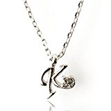 #7: 【鑑別付】 天然 ダイヤ イニシャル ネックレス ホワイトゴールド ペンダント 誕生石 4月 ダイア ダイヤモンド daiyamond