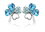 #6: 【ノーブランド品】四つ葉水晶ピアス eh2376 (ブルー)