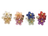 #8: 【樹脂製】2色のカラーアクリルフラワーとストーンのノンホールピアス【イヤリング】【イアリング】