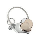 #1: (Starship Trade)　ステンレス　ダブルハート　キーホルダー　 (ホワイトゴールドｘイエローゴールド)