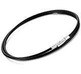 #6: Jstyle[ジェイスタイル] 幅3mm レザー ネックレス チョーカー メンズ ネックレス レディース シンプル ブラック 革 ネックレス ステンレス留め具 (46cm)