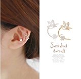 #9: 【Kan Sei+】イヤーカフ 幸せを運ぶ鳥 イヤリング 透かし彫り鳥 キュービックジルコニア (ゴールド)