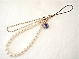#4: パールベルトの携帯ストラップ (ストーンカラー：サファイヤカラー)