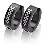 #8: STERAS (ステラス)  耳に挟むだけでOK！　メンズ　フェイクピアス イヤーカフ  2個セット (ブラック（チェッカー）)