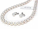 #5: 花珠貝パールネックレス・イヤリングセット8.0mm珠・長さ42cmタイプ[ジュエリー]＜日本製＞【ギフトラッピング済み】