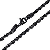 #8: Trendsmax ファッション アクセサリー　メンズ 　レディース　喜平チェーン風 小麦チェーン　クラシック ネックレス,チョーカー,ステンレス, カラー:ブラック　幅3mm