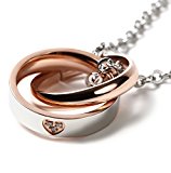 #3: R-STYLE シングルでもペアでも使える ダブルリング＆カラーデザイン ネックレス (ピンクゴールド)