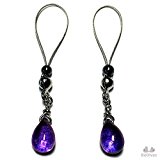 #7: [BoDivas] 乳首ヌース 日本製 ニップルリング 黄金紫の雫 パープル チェコガラス ヘマタイト アジャスター ピアスホール不要 ニップルジュエリー