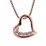 #10: AQshop レディース オープンハート ネックレス 90日保証 キュービック ジルコニア ペンダント トップ (ピンクゴールド)