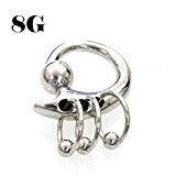 #8: トライバルタイプ 3連ビーズ キャプティブビーズリング　ロブピアス【8G】サージカルステンレス（ボディピアス/ボディーピアス）8ゲージ/3mm