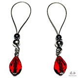 #10: [BoDivas] 乳首ヌース 日本製 ニップルリング ヘマタイト アジャスター ディープレッド ティアドロップ スワロフスキー ピアスホール不要 ニップルジュエリー