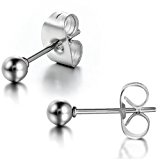 #4: JewelryWe 大切な人や，彼氏・彼女へのプレゼント:ジュエリー ファッション アクセサリー レディース ピアス,3MM イヤリング,クラシック スタッドピアス, ボディピアス,丸玉 ボール,カラー:シルバー(銀);