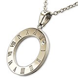 #3: ローマ数字 ナンバー サークル 丸型　キュービック付き ステンレスネックレス 眼鏡 サングラスホルダー