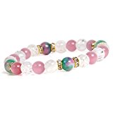 #7: 【京珠堂】選べる誕生石 AAA キャッツアイ×クラック水晶 8mm ブレスレット (花翡翠5月)