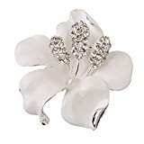 #7: 【ノーブランド品】ファッション クリスタル ラインストーン 白い花 襟のブローチピン 宝石類ギフト バラ