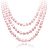 #9: [メルキュート] Merqute パール ネックレス ロング レディース 全5色 M-123 (ピンク)