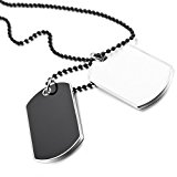 #9: MOWOM ホワイト 白 ブラック 2 個 合金 アロイ エナメル ペンダント ネックレス チョーカー 軍 名前 ダブル ドッグタグ 27 インチ チェーン