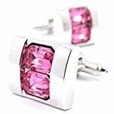 #6: MFYS Jewelry ファッション メンズ アクセサリー 四角 ピンク クリスタル 紳士 カフス【専用収納ケース付き】