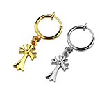 #6: 【ラグレ】LUXRE クロス フェイクピアス フープ 十字架 イヤリング メンズ レディース 2個セット (シルバーxゴールド)