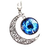 #8: TICENTRAL レディース ネックレス チェーン 透かし彫り 三日月 ブルー ペンダント 女の子 ガールズ アクセサリー