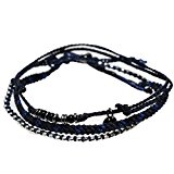 #9: [ワカミ] Wakami / Anklet / アンクレット 3ラップ / ネイビー / サイズ調整可/ 3種類のデザインの組み合わせで魅力度アップ