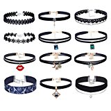 #10: Jade Cherish レディース　チョーカーchoker　民族スタイルと花柄のレース　可愛いペンダント　欧米ファッション　セット（12つ）
