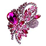 #7: 【ノーブランド 品】キラキラ　ロースレッド宝石　ラインストーン　　ブローチピン　女性ジュエリー　贅沢　花形