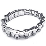 #10: KONOV ジュエリー ファッション アクセサリー メンズ ブレスレット, 重い バイカーズ バングル, ステンレス, カラー:シルバー(銀);[ギフトバッグを提供]