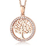 #1: MEGA CREATIVE JEWELRY 生命の樹 ネックレス ペンダント レディース シルバー925純銀製 スワロフスキーラインストーン ローズゴルード ジュエリー プレゼント 人気 ブランド