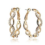 #9: ［Gemini］ 女性用 18Kフィルド スワロフスキー　ジルコニア　フープピアス 女性用バースデープレゼントに最適 Gm045Rg 　 サイズ： 4cm （直径）