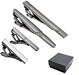#8: Jovivi Mak 高級　メンズ ファッション ビジネス シンプル ネクタイピン タイバー 4本 セット ギフトバッグを提供 (薄いブラック)